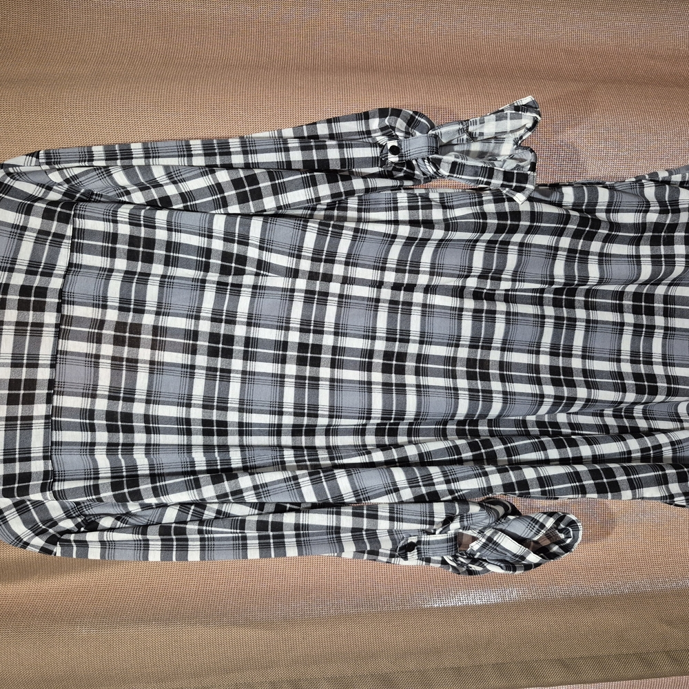 Black and White Plaid Blouse